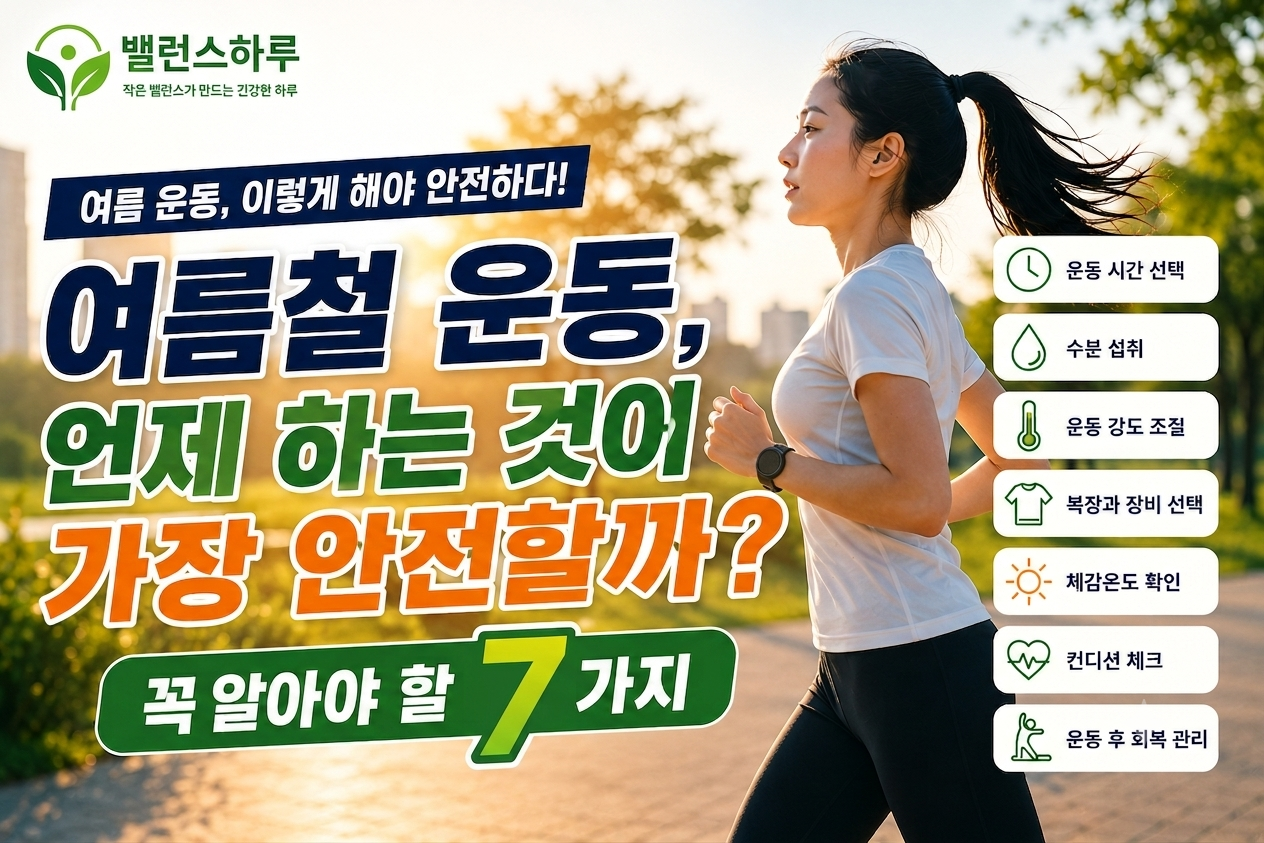 여름철 공원에서 안전하게 운동하는 여성