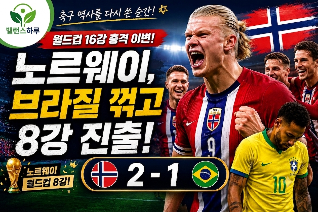 노르웨이 브라질 월드컵 16강에서 노르웨이가 2-1로 승리하고 8강에 진출한 스포츠 뉴스 썸네일