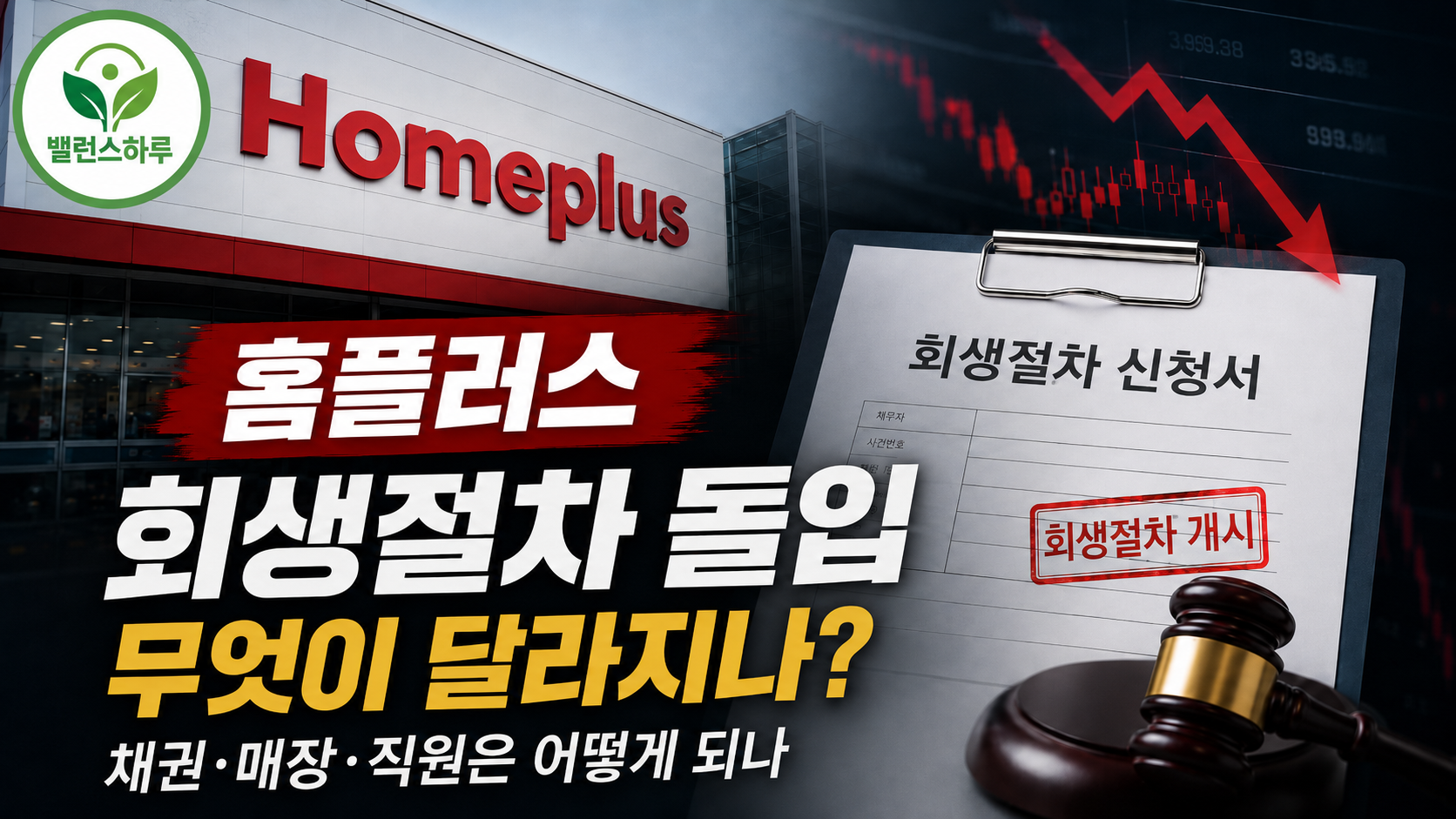 홈플러스 회생절차 폐지와 청산 위기 가능성을 강조한 경제 뉴스 썸네일